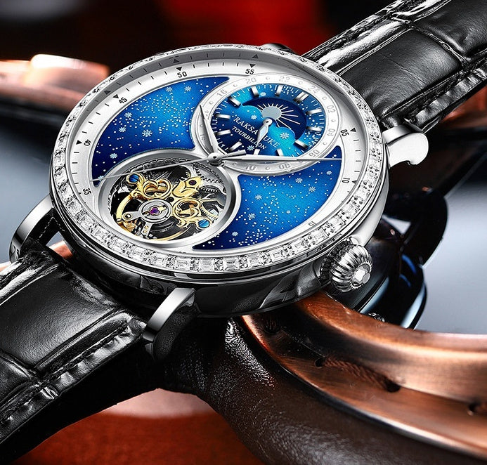 RAKSA DUKE New Tourbillon Leather Watch Automatic Watch for Men Luxury Diamond Moon Phase Mechanical Watches Men Waterproof Montre Homme New - Acquisti Online