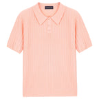 Men's Fashionable Candy Colored Knitted Short Sleeve Button Down Colla High Quality Men's Casual Slim Fit Polo Shirt