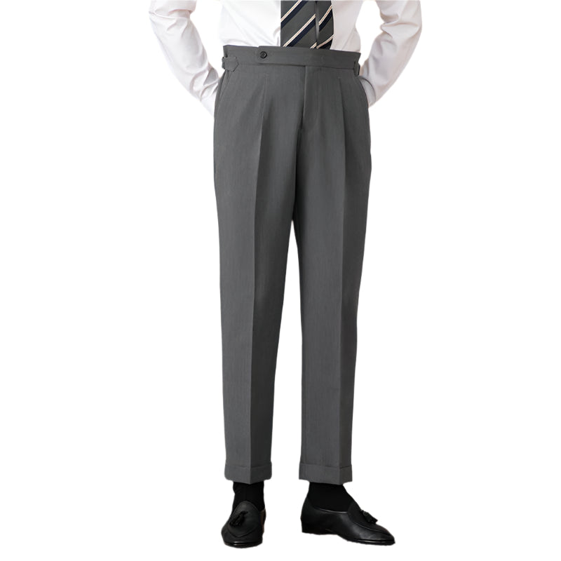 Fashion Advanced Design Men's High Waist Pure Color Straight Suit Pants