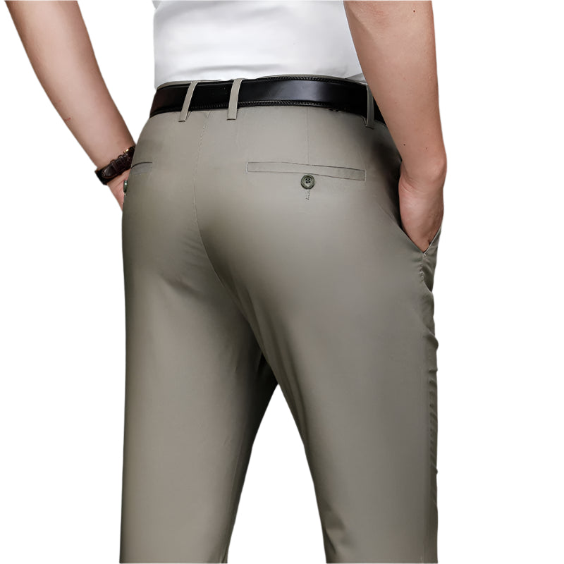 Men's Fashionable Formal Business Casual Pants Solid Color High Elasticity Long Straight Pants Men's Casual Formal Pants