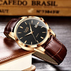 LIGE LG8970 Men's Chronograph Leather Strap Luxury Watches - Acquisti Online