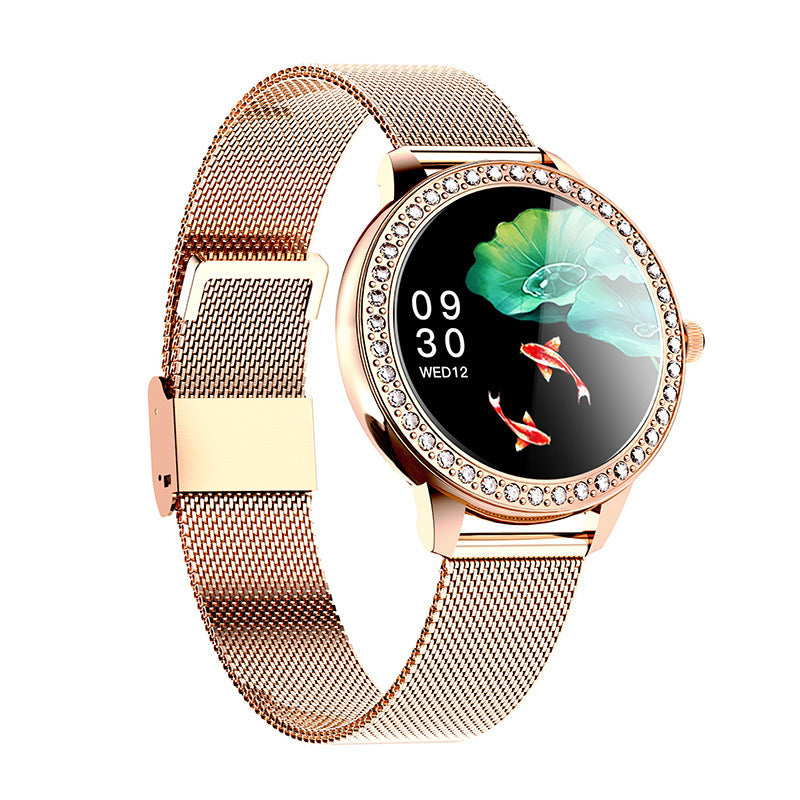 Orologio intelligente da donna con Bluetooth, chiamata BT, monitoraggio del fitness, monitoraggio della salute, design di lusso, orologio intelligente da donna realizzato in strass