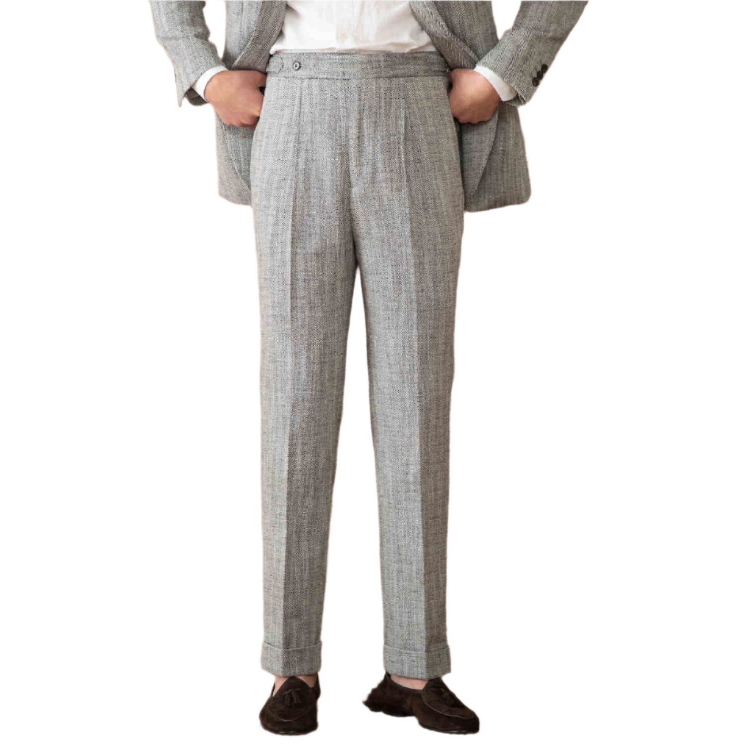 Heren modieuze zakelijke casual formele broek katoen linnen dun ademend casual hoge taille rechte heren casual broek