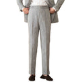 Heren modieuze zakelijke casual formele broek katoen linnen dun ademend casual hoge taille rechte heren casual broek