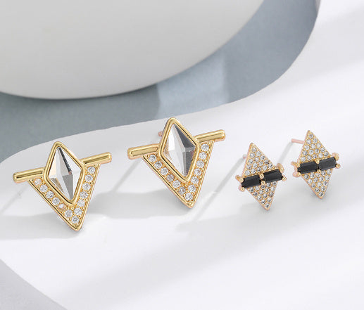 Special-interest Design Geometric Quadrilateral Rhombic Ear Studs