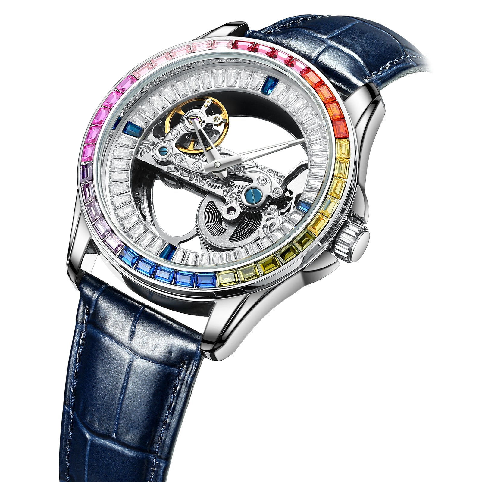 Men's watch top brand luxury watch for men automatic mechanical watch hollow out diamond color fashion men's watch montre homme