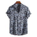Men's Fashionable Casual Shirt Short Sleeve Striped Shirt Cotton Fabric Formal Shirts Digital Printing Men's Casual Shirt