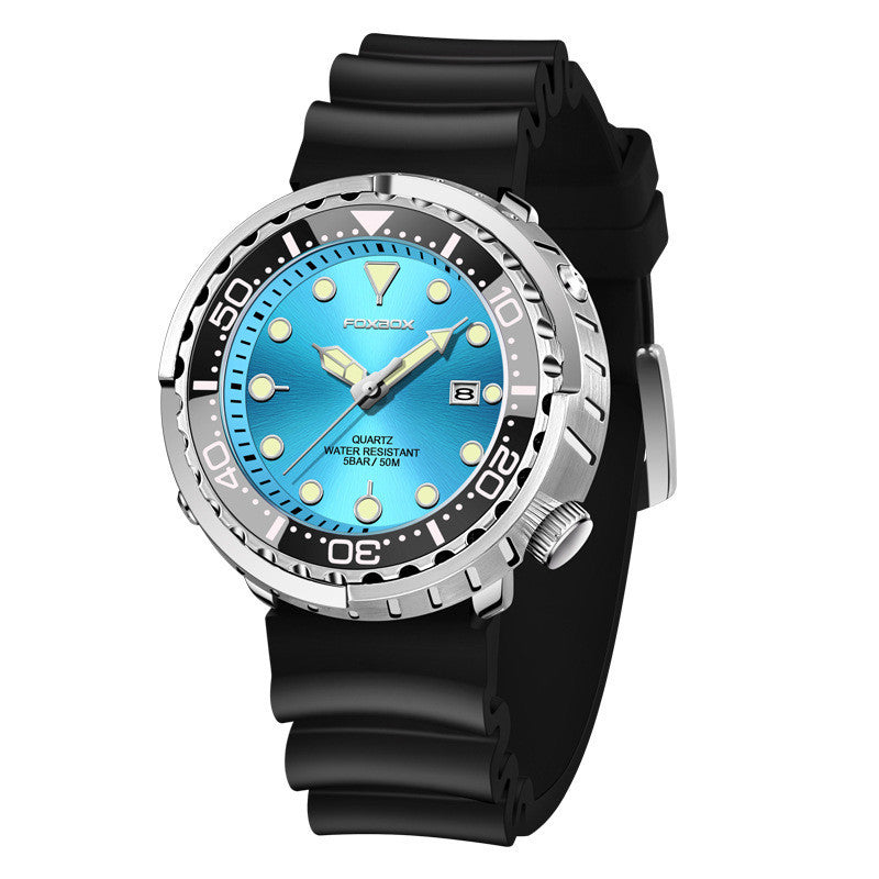 Orologio da uomo Foxbox alla moda con movimento al quarzo automatico, calendario luminoso, personalizzato, classico, a tre lancette, impermeabile