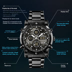 OLEVS New Dual Display Men's Watch Luxury Sport Waterproof Quartz Steel Strip Electronic Luminous Men's Watch