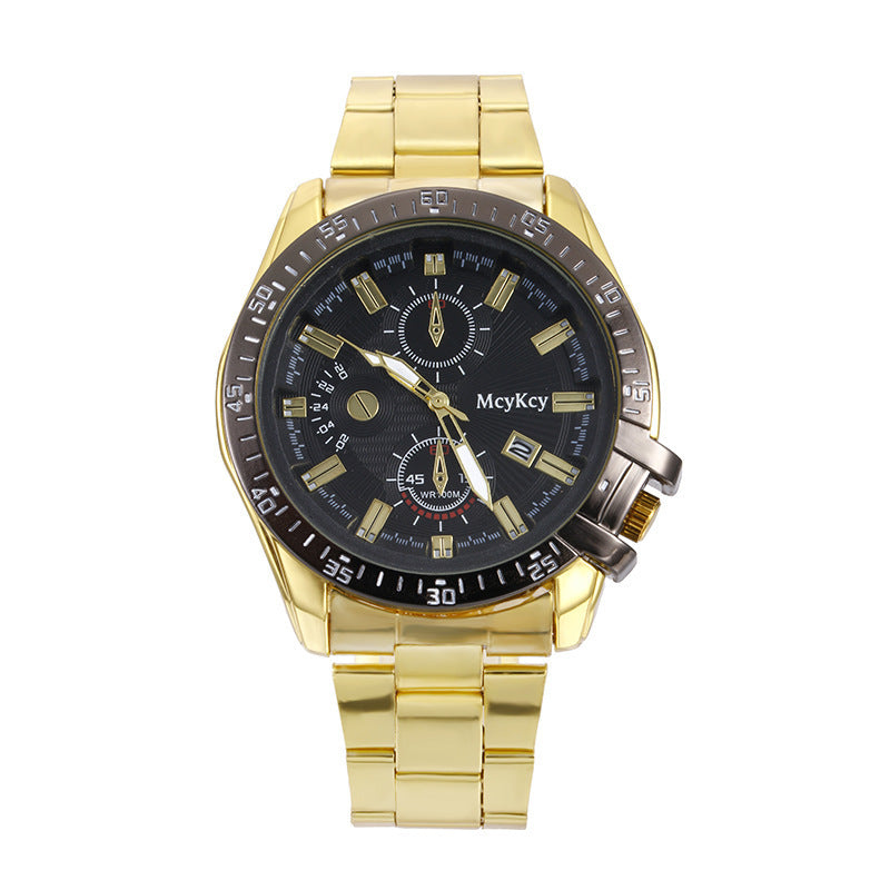 Stalen bandhorloge met enkele kalender en quartzhorloge