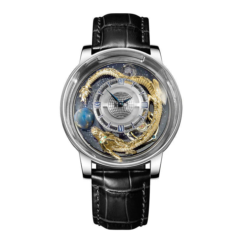 PINDU DESIGN Orologio da uomo 46 mm, di alta qualità, con quadrante girevole in oro, tema terra, al quarzo, Montre Homme Jacob Relogio P6532