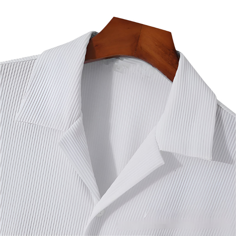 Camicia casual alla moda da uomo, in fibra di poliestere, ampia, cardigan, casual, hawaiana, da spiaggia, camicia a righe alla moda da uomo