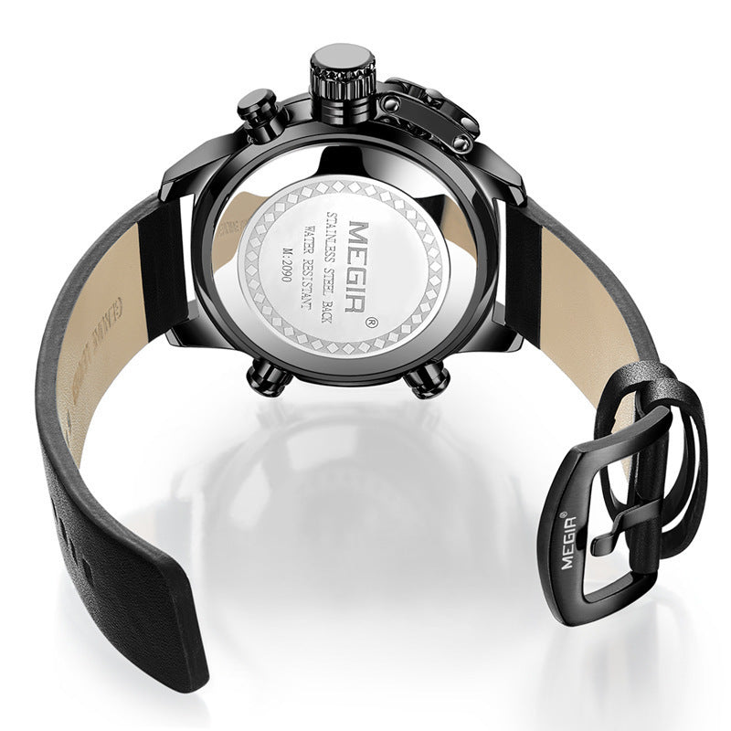 Orologio al quarzo in pelle luminosa con sveglia multifunzionale