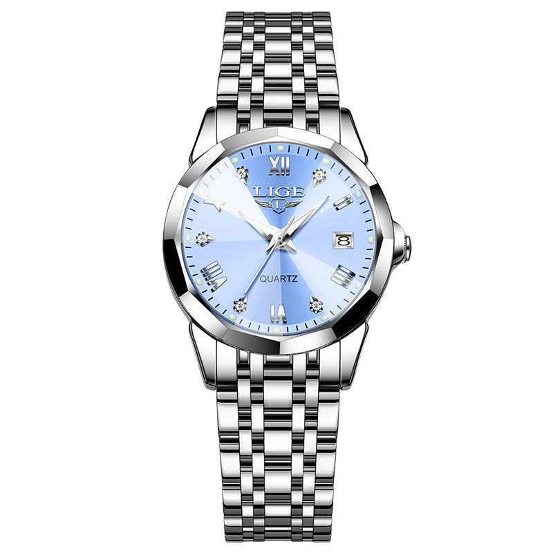 LIGE Top Luxury Elegant Watch for Women Waterproof Luminous Date Ladies Watch Stainless Steel Quartz Women's Watches