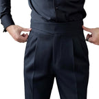 Men's Versatile Italian Button Gorkha District High Waist Straight Drooping Pant