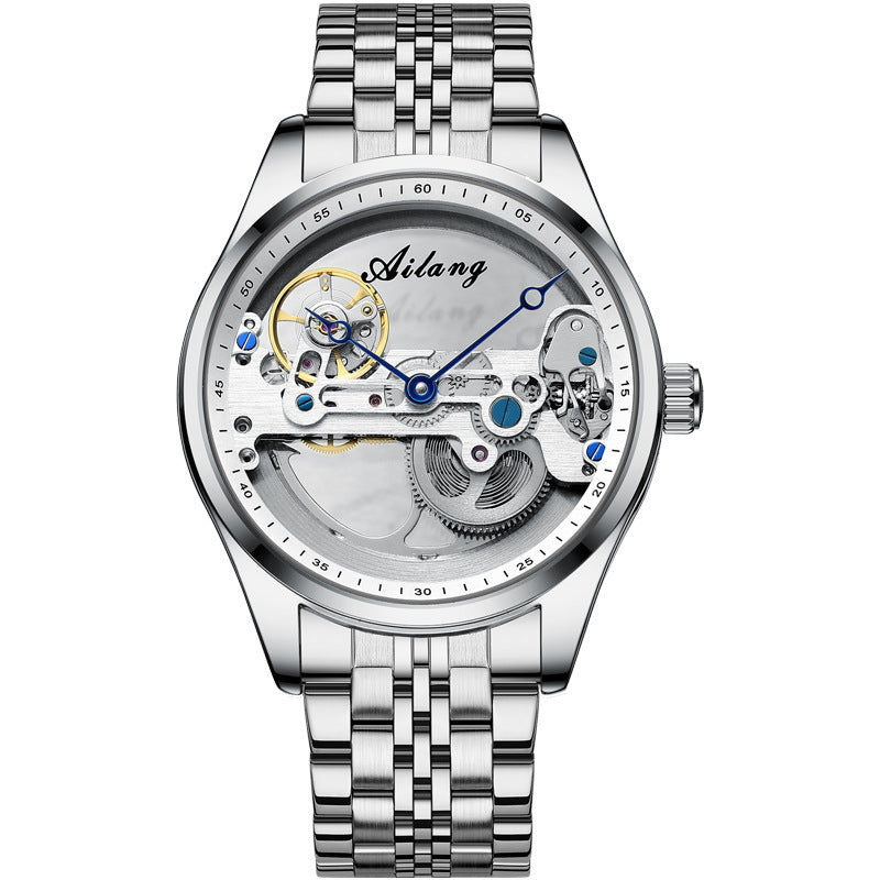 AILANG Hollow Transparent Automatic Mechanical Watch for Men Leather Strap Skeleton Men's Watch