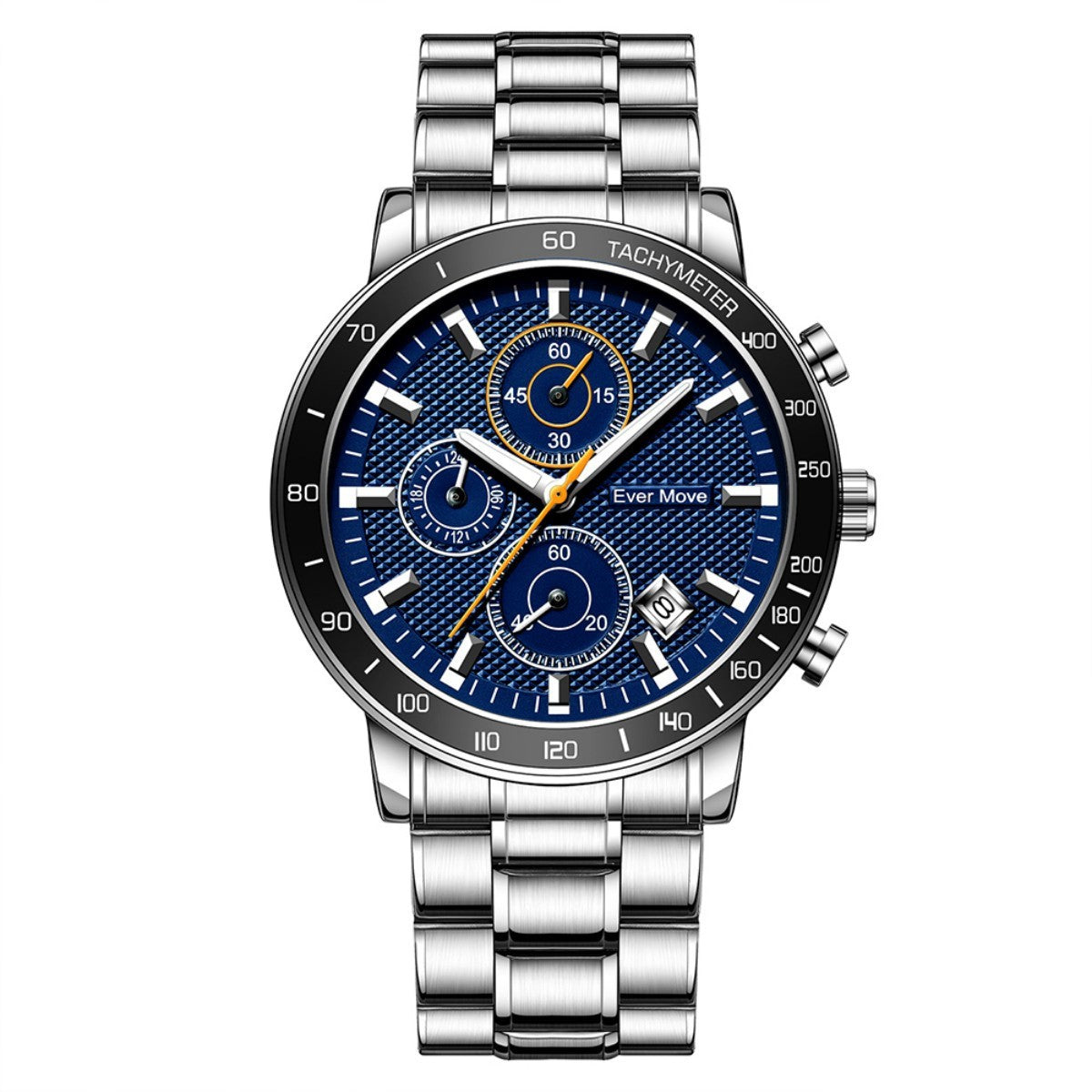 Orologio al quarzo da uomo Ever Move, impermeabile, per adulti, con tre lancette, cinturino in acciaio, piccolo orologio luminoso