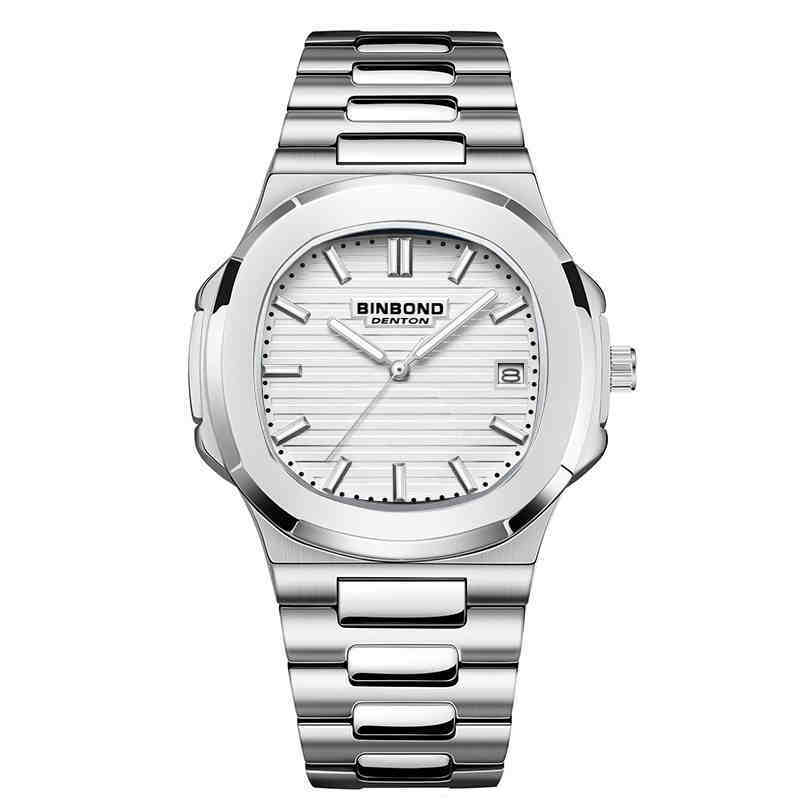 Men's Simple Watches Analogue Quartz Wrist Watch Leisure Waterproof Watch Date Calendar Luminous Watch with Stainless Steel Strap for Men