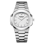 Men's Simple Watches Analogue Quartz Wrist Watch Leisure Waterproof Watch Date Calendar Luminous Watch with Stainless Steel Strap for Men