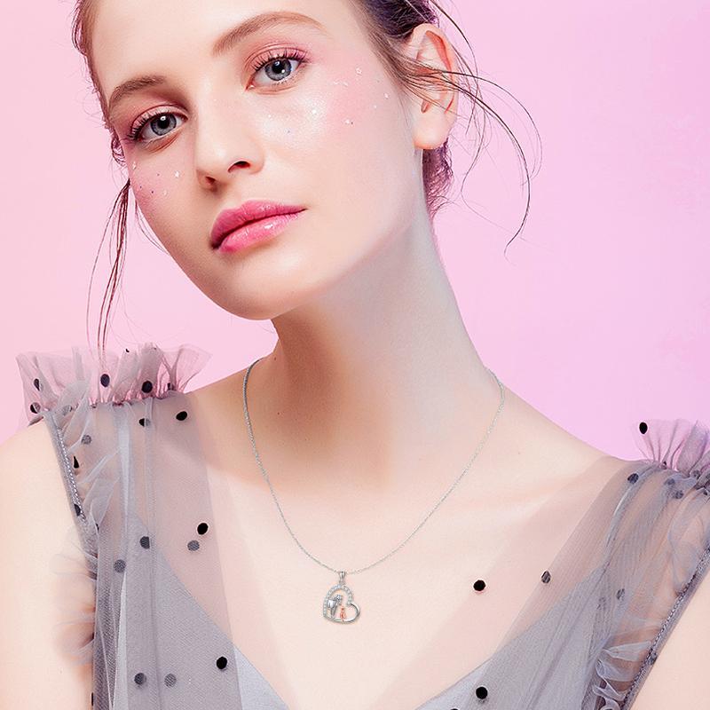 Sterling zilveren hart paard en meisje hanger ketting sieraden