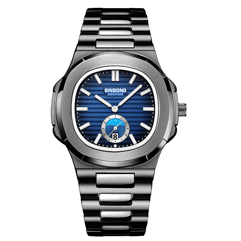 RORIOS Simple Men's Watch Casual Quartz Wrist Watch Waterproof Calendar Luminous Analogue Stainless Steel Strap