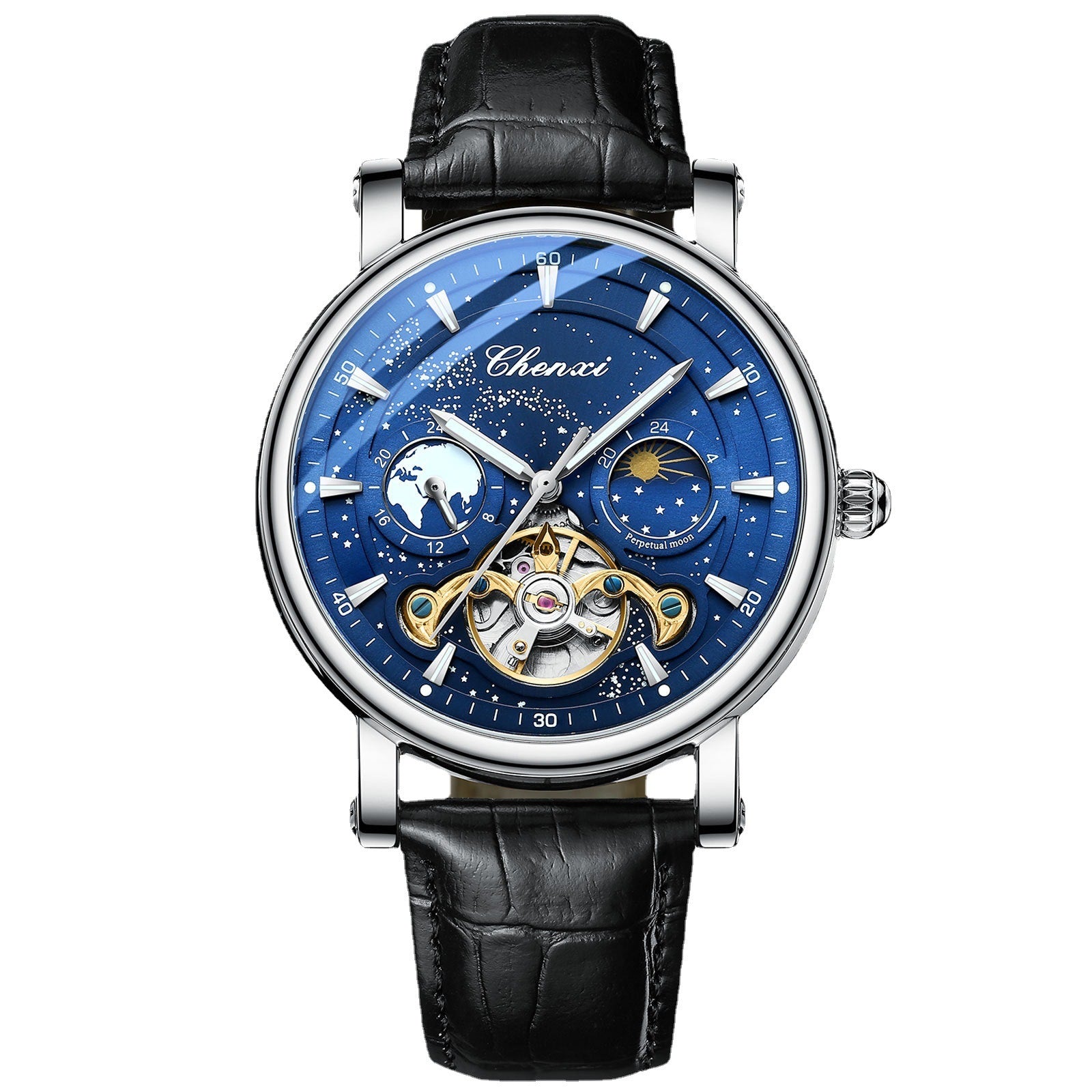 CHENXI Mens Automatic Mechanical Watch Tourbillon Luxury Quartz Waterproof Luminous Wristwatch