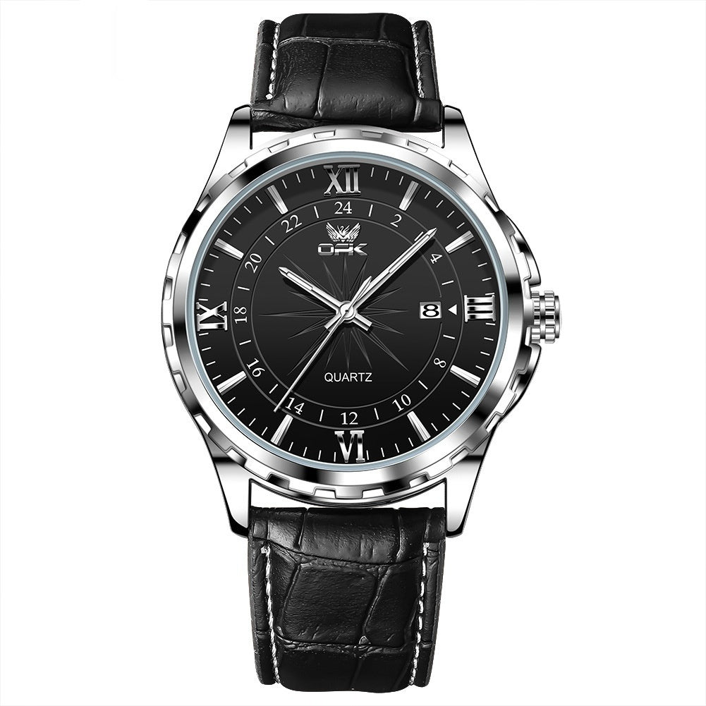 Orologio da uomo al quarzo OPK Elite, moda, business, impermeabile, luminoso, orologio da uomo di lusso, con cinturino in pelle.
