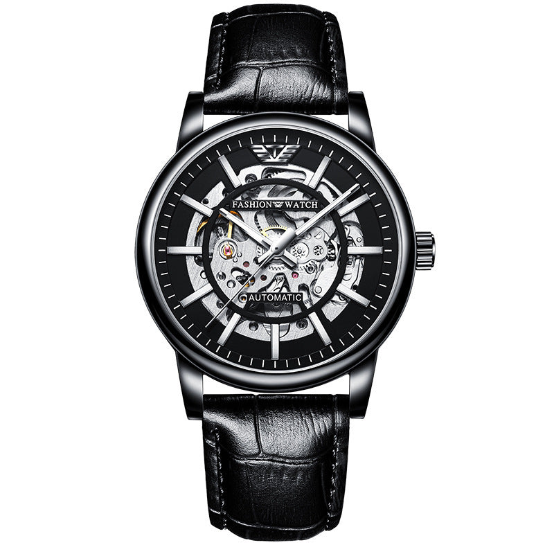 Orologi da polso meccanici automatici alla moda per uomo, analogici, minimalisti, luminosi, scheletrati, orologi da uomo