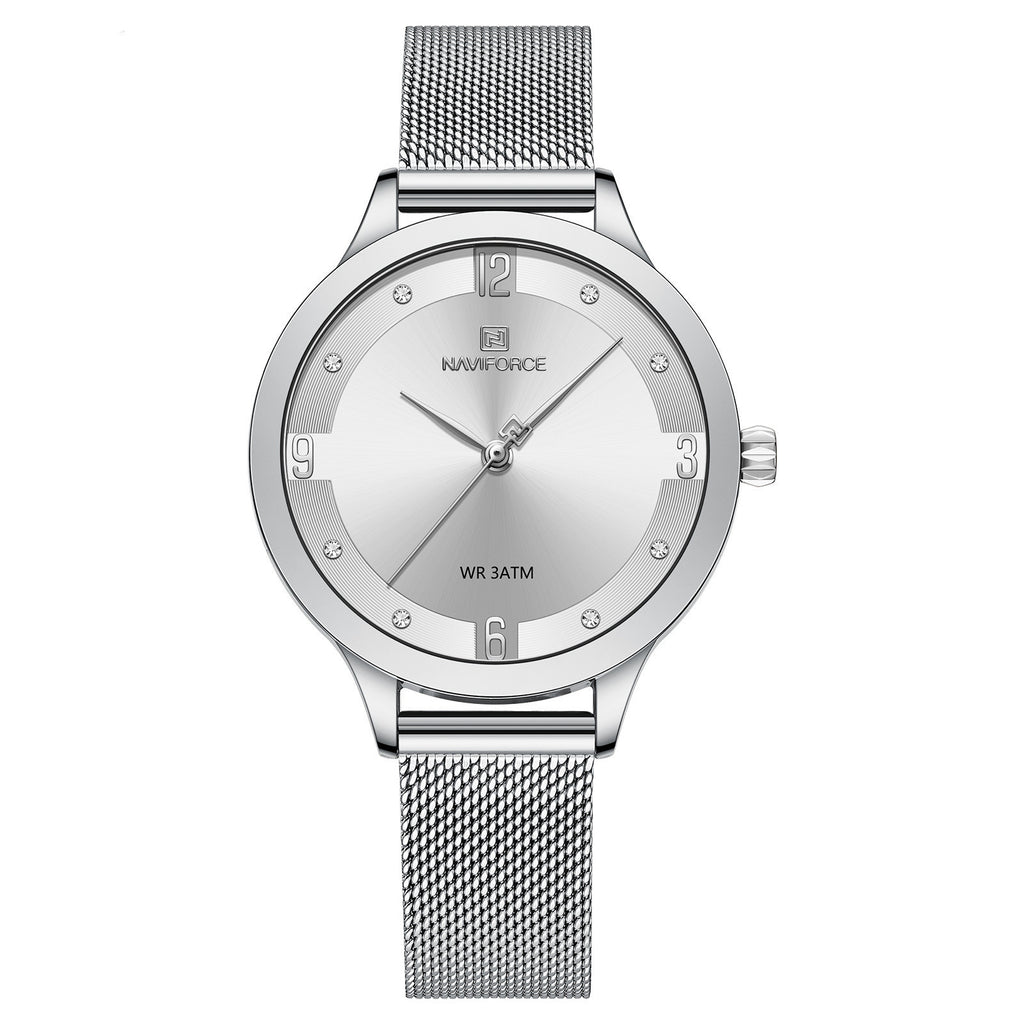 NAVIFORCE Original Quartz Women Watch Stainless Steel Mesh Band Ladies Bracelet Simple Fashion Women Watch