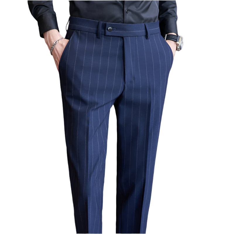 Heren modieuze casual formele broek garengeverfd licht luxe gestreepte textuur heren zakelijk pak stretch casual broek