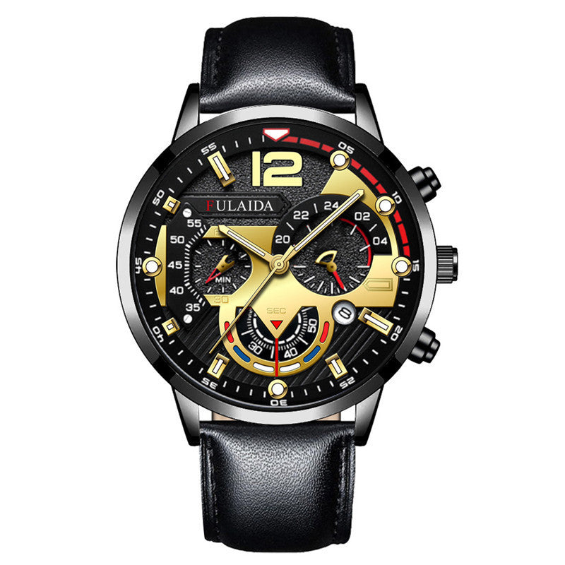 Fashion Men Business Casual Leather Band Watch - Acquisti Online