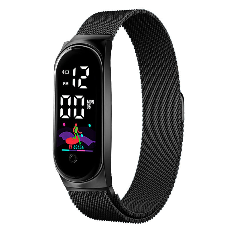 Modieus slim digitaal horloge, roestvrijstalen mesh-riem, digitaal horloge, fitnesstracker, slimme herinnering, digitaal horloge