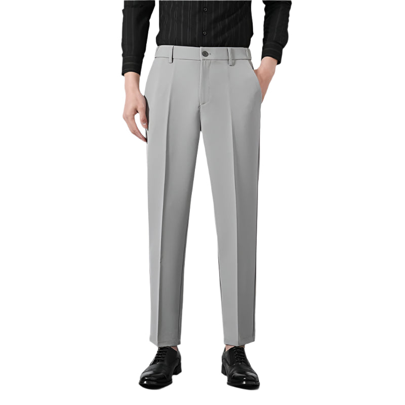 Heren modieuze zakelijke casual formele broek effen kleur polyester rits gulp micro elasticiteit heren casual formele broek