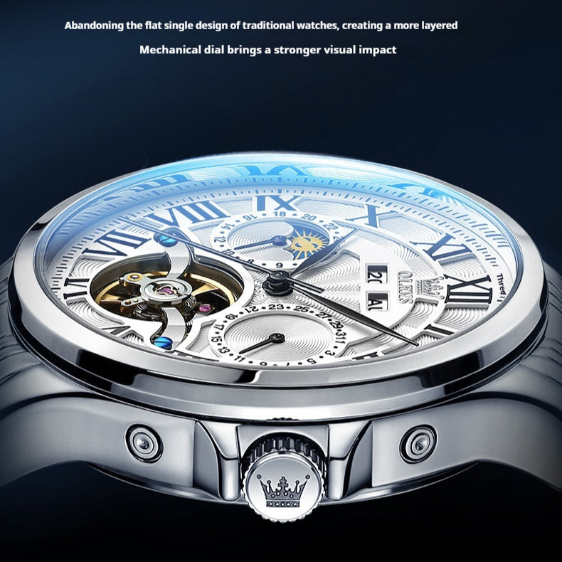 OLEVS Man Automatic Mechanical Flywheel Waterproof Wristwatch - Acquisti Online