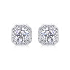 Heart Rose Luxury Fashion Diamond Earrings Stud Set With Mosan Diamond Silver Ornaments