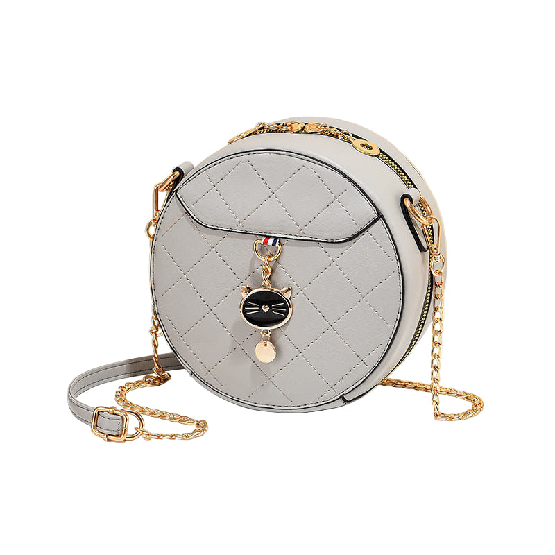 Kleine ronde tas voor dames, grote capaciteit, schoudertas voor dames, modieuze kettingriem, crossbodytas voor dames
