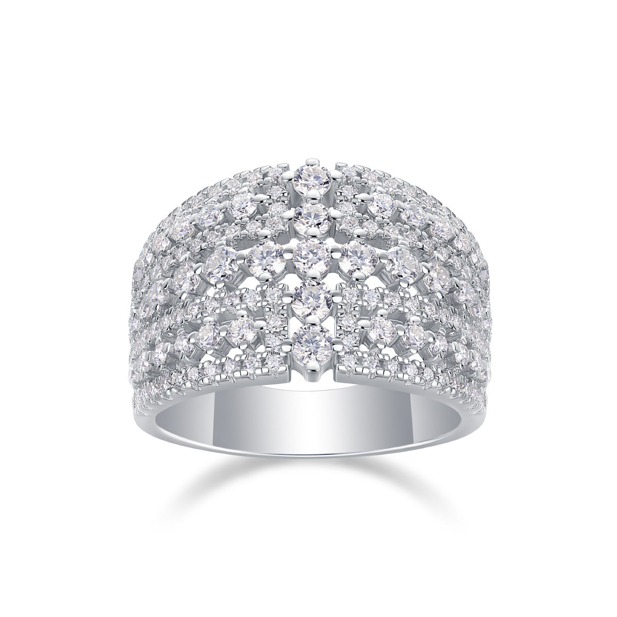 Women's Luxury Silver Ring Light Fine S925 Sterling Silver Moissanite Stones Elegant Sparkling Fashion Women's Ring - Acquisti Online