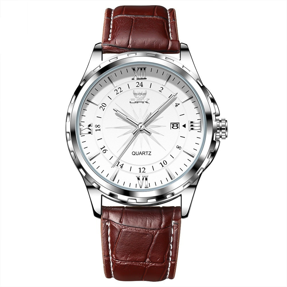 Orologio da uomo al quarzo OPK Elite, moda, business, impermeabile, luminoso, orologio da uomo di lusso, con cinturino in pelle.