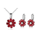 Copper Zircon Floral Diamond Necklace Stud Earrings