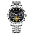 Mens Watch Diamond Big Face Stainless Steel Luxury Business Dress Date Day Wrist Watch Waterproof Luminous Multifunctional Quartz Watch - Acquisti Online