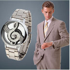 New Style look Music Note Men's Watch Stainless Steel Wristwatch Luxury Fashion Hollow Unisex Watch