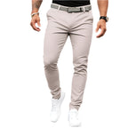 Men's Pure Color Tight Pocket Zipper Business Casual Slim-fitting Pant