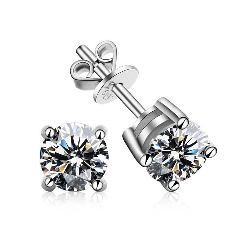S925 Silver Moissanite Classic Four-Claw Drill Stud Earrings - Acquisti Online
