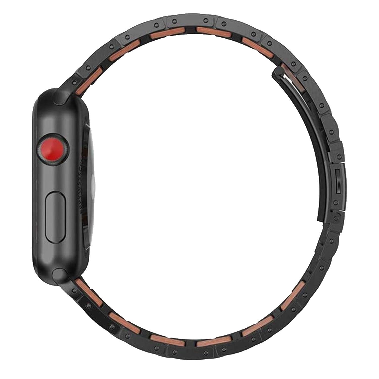 Smart Watch Compatible for Apple Watch Ultra 2 Band Series 10 Natural Wood Red Sandalwood Stainless Steel Metal Strap for iWatch Bands Compatible for Apple Watch