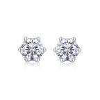 Freehand Flower Luxury Fashion Diamond Earrings Stud Inlaid With Mosan Diamond Silver Jewelry
