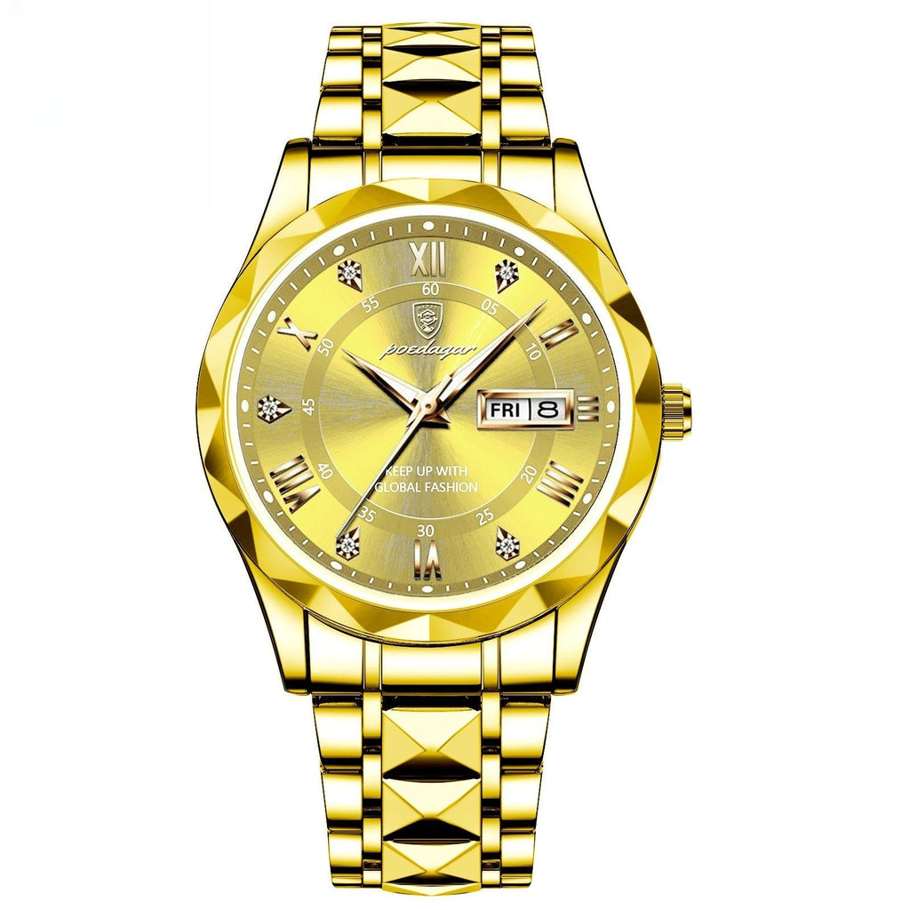 Waterdicht herenhorloge met dubbele kalender en lichtgevend quartzhorloge