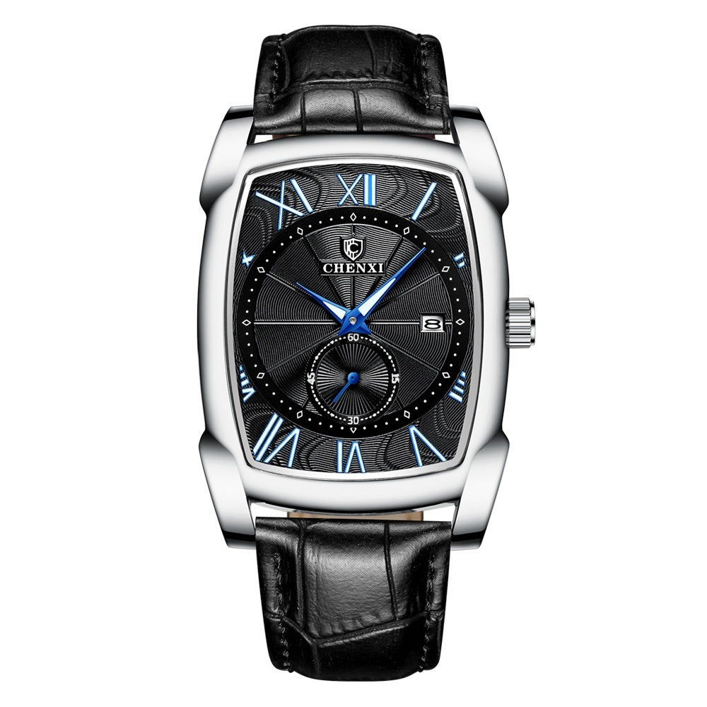 CHENXI Brand Vintage Men's Watch Retro Genuine Leather Strap Watches Roman Numerals Antique Square Men's Watches Waterproof Men's Luminous Calendar Fashion Quartz Watch - Acquisti Online