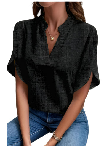 Zomers kort mouwen chiffon shirt Nieuw V-hals shirt Dames casual veelzijdige kleding