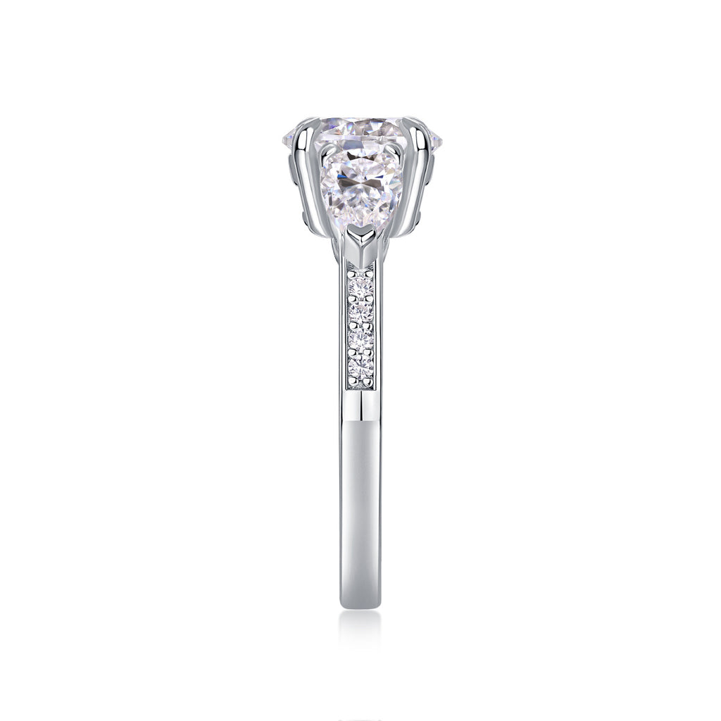 Large Diamond Ring Luxury Fashion Set Moissanite Silver Ring