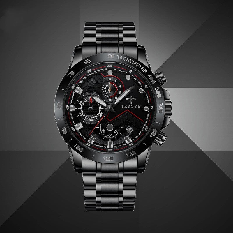 Trsoye Orologio da uomo casual alla moda sportivo impermeabile con movimento automatico al quarzo e cinturino in pelle